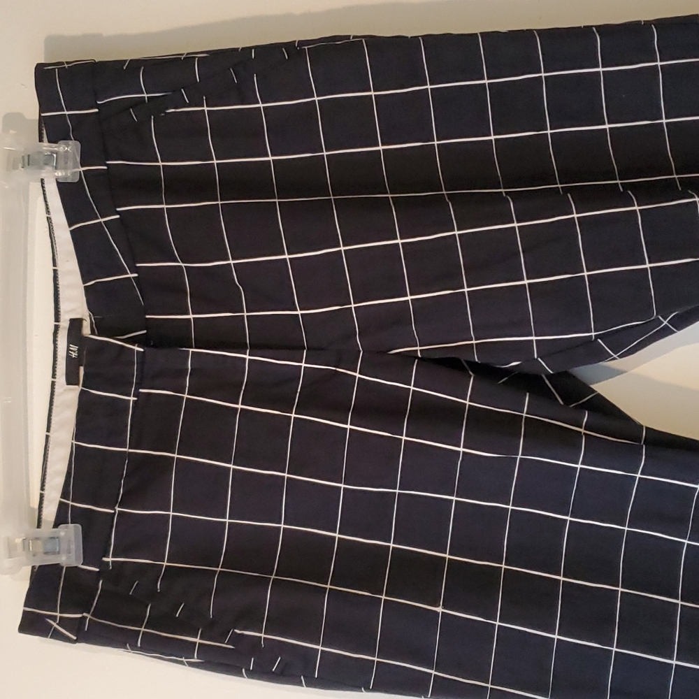 Tapered Geometric 89s 90s Pants white grid stripes Sz 10